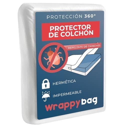 WRAPPYBAG Funda Impermeable para Colchón Anti-Chinches & Ácaros – Funda Protectora sin Tratamiento Químico – para colchones de 90x190 – Disponibles en 15 Tamaños y Alturas