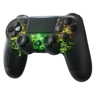 ECHTPower Mando Inalámbrico para PS4, Mando RGB para PS4/Pro/Slim/PC, Batería de 1000mAH, con Vibración, Giroscopio, Conector de Audio 3.5mm, Agarre Antideslizante, Diseno Ergonómico
