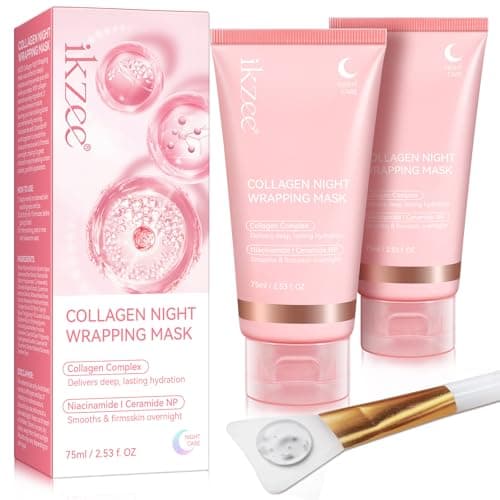 Mascarilla de Colágeno, Mascarilla Facial de Colágeno Para Envolver Durante la Noche, Collagen Overnight Wrapping Peel Off Facial Mask, Mascarilla de Noche de Colágeno 75ml (2PCS 75ml)
