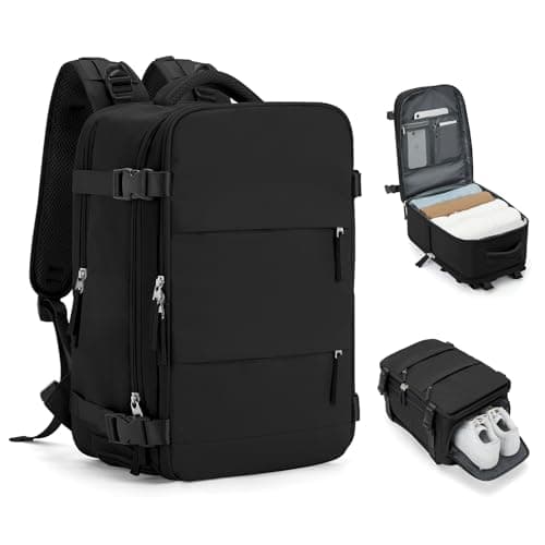 HPLQQ Mochila Viaje Cabina Avion 40x20x25 para Ryanair Mochilas para Mujer Bolsa de Cabina Equipaje de Mano Cabina Avion Mochila de Senderismo Mochila Impermeable Cabina Mochila,A1-negro