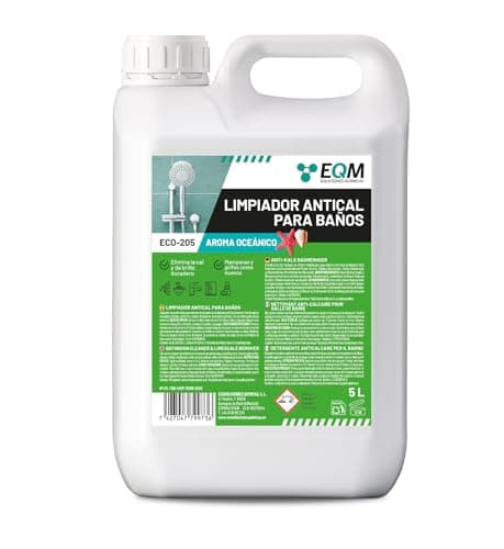 EQM - ECO-205 - Limpiador Antical para Baños - 5L - Elimina la cal, las manchas amarillas y de óxido, y las incrustaciones - Ideal para la limpieza de juntas – Agradable esencia marina