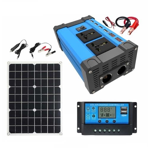 Kit de panel solar, kit completo de panel solar, inversor solar de 4000 W y panel solar impermeable de 18 V/18 W, controlador de 110 V/220 V/30 A con 4 puertos USB y pantalla LED inteligente, 220 V (