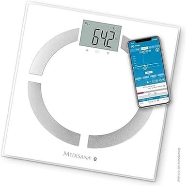 Medisana BS 444 Connect Báscula Analítica Digital de 180 kg, para Medir la Grasa Corporal, el Agua Corporal, la Masa Muscular, el Peso de los Huesos, con App