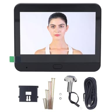 Fockety Visor de Puerta Digital, Cámara de Mirilla de Puerta Inteligente WiFi 1080P HD, con Pantalla LCD de 4,3 Pulgadas, Visión Nocturna, Detección de Movimiento, Gran Angular de 120°
