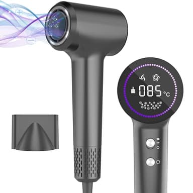 Secador de Pelo mit 400 Millones de Plasma, 110000 RPM Secador de Pelo Profesional mit 4 Temperaturas, Secado Rápido mit Magnetic Detachable Nozzzle, Bajo Nivel de Ruido para Casa, Viajes (Gris)