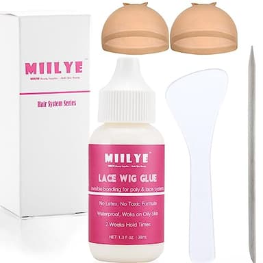 Pegamento adhesivo para peluca, invisible impermeable MIILYE reemplazo de pelo, fijación ligera para peluca frontal de encaje y postizos de polietileno, Toupee, sistemas cosméticos para el cabello