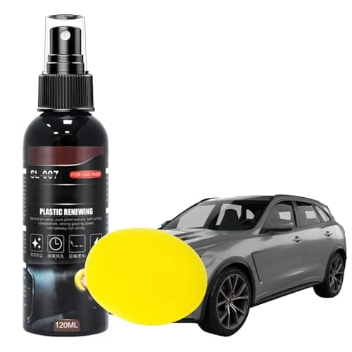Restaurador de Plasticos, Reparador y Renovador Plástico, Caucho y Cuero para Interior y Exterior, Impermeable & Protección UV, 120ml con Toalla + 1 Esponjas