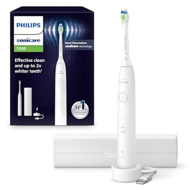 Philips Sonicare 5500 cepillo dental eléctrico, cepillo dental sónico con 2 modos, alerta de presión, EasyStart, SmarTimer y BrushPacer, blanco, modelo HX7110/02 [Nueva Tecnología]