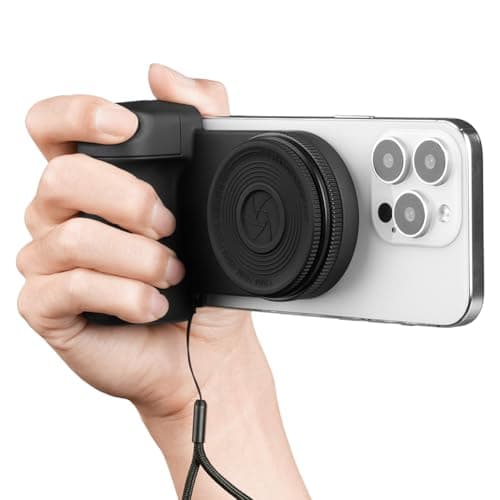 HOTUT Estabilizador de Smartphone Camera Grip, Agarre Magnético para Smartphone con Control Remoto Bluetooth Desmontable, Luz, Espejo, Dos Anillos Metálicos y Trípode para Vlog, Selfie, iPhone 16 15