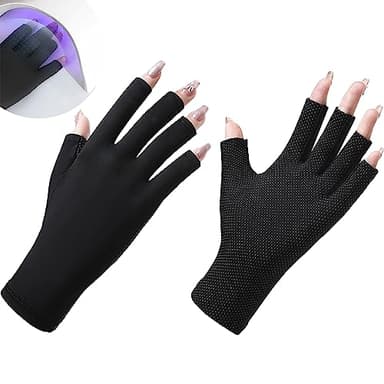 DYKJGSGO Guantes Anti UV, Guantes de Manicura, 1 Par Guantes de Protección UV, Guantes de Gel para Uñas, Guantes Anti UV Sin Dedos para Manicura, Protege Tus Dedos de Rayos UV (C)