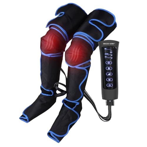 ECODE® Masajeador con Presoterapia para Pies y Piernas, 6 Modos, 3 Intensidades, 2 Niveles de Calor, Mando Intuitivo - Perfecto para Drenaje Linfatico, Relajacion, Piernas Cansadas, Varices