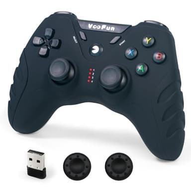 VooFun Mando PC, 2,4G Inalámbrico Mando con Hall Joystick(ADIÓS AL DRIFT), PS3 Game Joystick con Dual Vibración, Mando para PC Windows(7/8/10/11), PS3, Laptop, Steam, Raspberry Pi, Android TV/TV Box