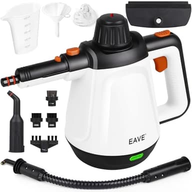 Limpiador a vapor de mano, presión de 3bares, 1200W, limpiador a vapor portátil con tanque de agua de 450 ml juego 10 en 1 para coche, tapicería, sofá, hogar, baño, cocina, limpieza de superficies