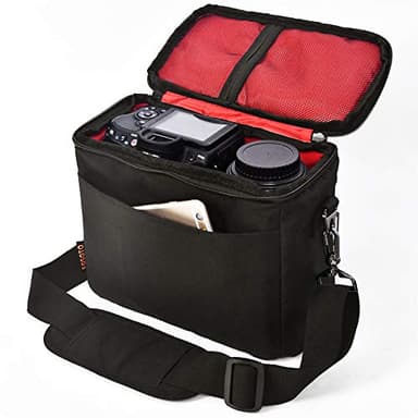 FOSOTO Bolsa Funda Cámara Réflex Digital DSLR SLR Antigolpe Impermeable de Hombro para 1 Cámara,1 ó 2 Lentes y Accesorios de Fotos para Canon 700D 1200D 600D, Nikon Sony a7 II a6400, Panasonic