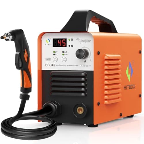 HITBOX 45A Cortador de Plasma No HF No Piloto Táctil – Máquina de Corte por Plasma con Pantalla Digital Inversor 230V, Kit de Corte Blowback
