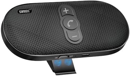 SUNITEC Manos Libres Coche Bluetooth 5.1 con Siri Asistente,Indicaciones de Voz,Conexión de 2 Teléfonos Simultáneamente,6W Altavoz Inalámbrico con Clip de Visera-BC990