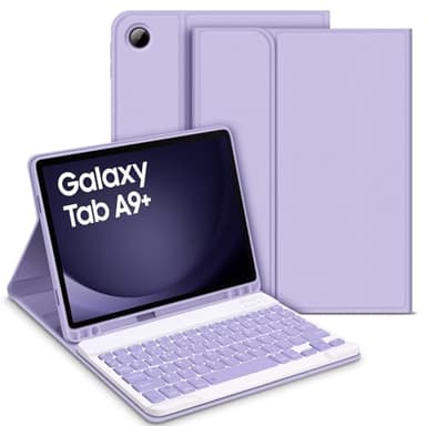 Bettdow Funda con Teclado para Samsung Galaxy Tab A9+/A9 Plus 2023, Desmontable Español Ñ Teclado, Funda Protectora con Ranura de Lápiz para Galaxy Tab A9 Plus 11" 2023 SM-X210/X215/X216, Púrpura