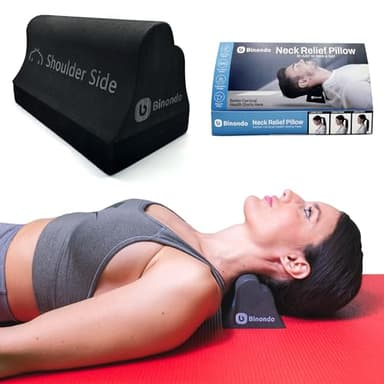 Binondo Almohada Cervicales y Cuello. Almohada Cervical Quiropráctica. Relajador Cervical. Alivio del Dolor y Tensión de Cabeza, Hombros y Cuello. Relajación y Alineación Cervical. 10 Minutos al Día.