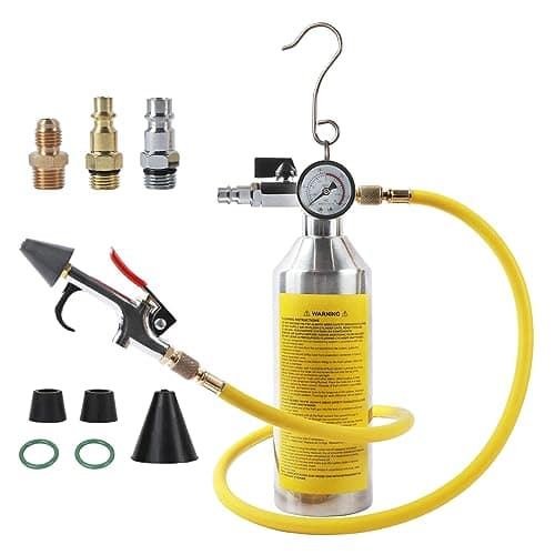 MRCARTOOL AC Flush Kit, sistema de aire acondicionado para coche, bidón para coche, sistema de aire acondicionado A/C, juego de herramientas con manómetro y manguera de 1 m, HVAC Flush Kit para coche