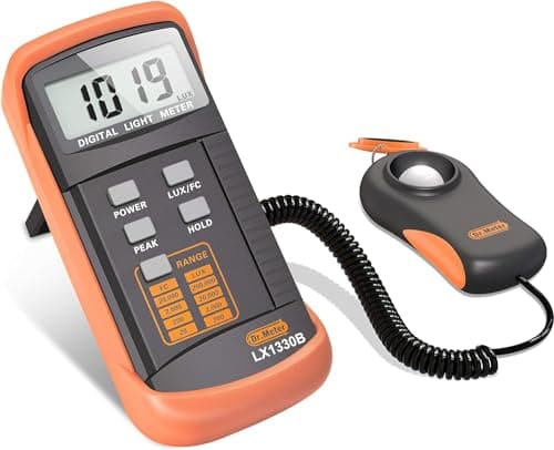 Dr.meter Luxómetro Portátil, Fotometro Medidor de luz Digital de mano Diseño de Tipo Rango 0-200,000 Lux Luxometro Fotometro de lux con alta Precisión Reacciones Rápidas y Datos Pantalla LCD