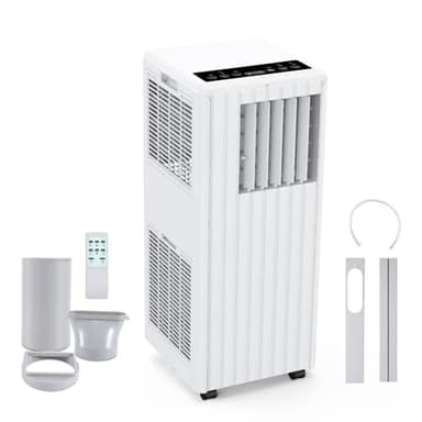 JustSmart Aire Acondicionado Portátil 9000 BTUs/H, Aire Acondicionado Silencioso 3 en 1, Deshumidificación 42 L/Día, Ventilador, Refrigeración, Temporizador 24 H, Modo de Sueño, Mando a Distancia