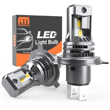 ANTEMOON Bombillas H4 LED, 100W 20000LM 6500K Blanca Fría 12V Luces LED Coche para Faro Delantero, 1:1 Mini Diseño Lámpara Reemplazo para Halógenos y Kit Xenón, Plug and Play, 2 Bombillas