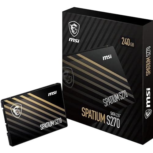 MSI SPATIUM S270 SATA 2.5" - Disco Duro SSD de 240GB (SATA III 6Gbps, 100.20mm x 69.85mm x 7.00mm, Lectura 500MB/s, Escritura 400MB/s), Negro
