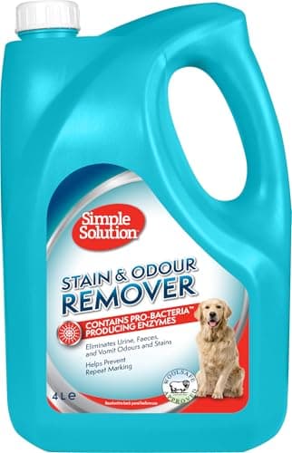 Simple Solution Removedor de Manchas y Olores para Perros, Limpiador Enzimático con Poder Limpiador Pro-Bacterias, Fresh, 4 Litros