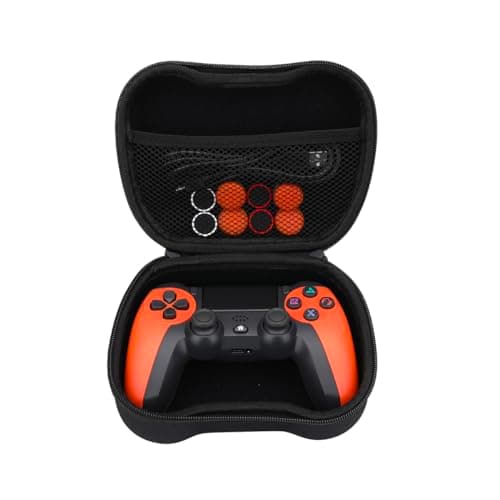 Pack Mando NK para PS4 / PS3 / PC/Móvil Inalámbrico - Wireless Controller, Dualshock, 6 Ejes, Panel Táctil, Entrada Auriculares, Cable de Carga, 8 x Joystick Grips, Funda para Mando - Naranja