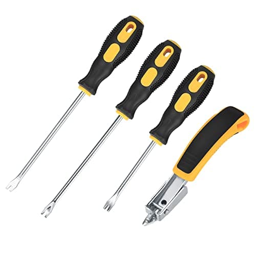 4 Piezas Removedor de Quitagrapas Clavos para Tapicería, Destornillador Extractor de Clavos, Sacaclavos Clavadora para Acabados, Quitagrapas Palanca para Tapicería Herramienta de Extracción