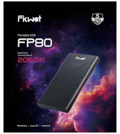 Fikwot FP80 SSD Externo 2TB SSD Portátil USB-C 3.2 Gen 2, hasta 2050MB/s, Disco Duro Externo SSD para iPhone 15 Series, PS5/PS4(Pro), Android, Xbox, Mac, PC