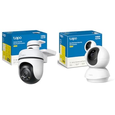 Tapo TP-Link C500 Cámara de Seguridad WiFi para Exteriores, Cámara de Seguridad WiFi de 360 Grados C200 para Interiores 360°, FHD 1080P, Visión Nocturna