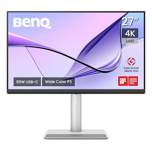 BenQ MA270U 27” Monitor 4K 3840x2160 para MacBook Pro/Air, Doble USB-C de 90W, Coincidencia de Colores con Mac, Hub USB, Control de Brillo y Volumen en Mac, Soporte Ajustable, Espectro de Colores P3