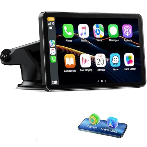 Volam Pantalla para Coche con Carplay Android Auto Inalámbrica,7 Pulgadas Pantalla Táctil, Enlace Espejo, Navegación, Siri, G00gle Asistente de Voz, FM, AUX, Bluetooth 5.0