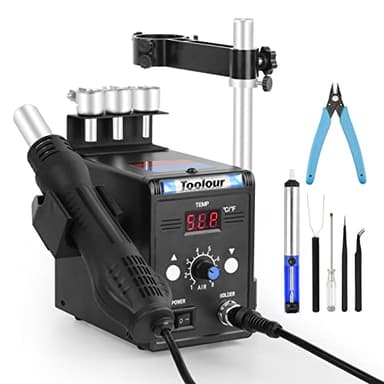 Estación de retrabajo de aire caliente,estación de soldadura SMD con pistola de calor,soporte para pistola de aire caliente, memoria de temperatura,pistola de aire caliente de refrigeración automática