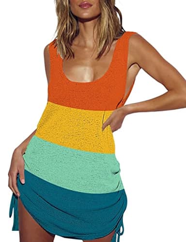 Bsubseach Cubre Bikini Vestido Sexy de Chaleco Ganchillo sin Espalda de Playa de Verano para Mujer Multicolor 2