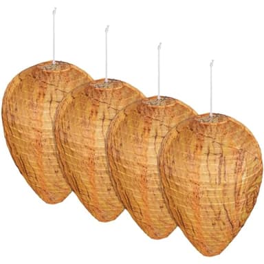 GARDIGO® Paquete de 4 I Señuelo en Forma de Nido de Artificial Repelente de Avispas I Ahuyentador de Avispas Exterior para Colgar en el Jardín I Fake Wasp Nest Ahuyenta Avispas