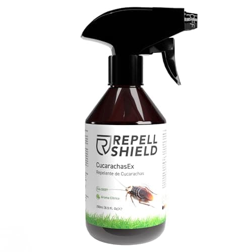 RepellShield® Spray Repelente Cucarachas Eliminar en Baño, Cocina, Ventanas - Anticucarachas Profesional Seguro para Niños y Mascotas - Alternativa a Trampas Cucarachas y Veneno Mata Cucarachas, 250ml