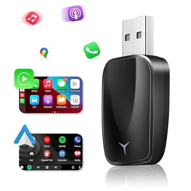 Adaptador Inalámbrico Car-Play, Euakee El Adaptador Inalámbrico Car-Play más Pequeño y Rápido Easy Plug & Play Convierte CarPlay con Cable en Car-Play Dongle Inalámbrico para Automóviles