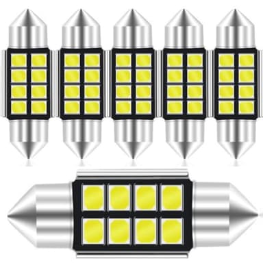 6 Bombillas Led Coche Festoon C5W CanBus 12v. Varios tamaños (31-36-39 y 42 mm). Luces Led Interior Coche Modelo: 31mm. Luz Matricula Coche, Maletero, Guantera, Puertas. Brillante. ALBURANⓇ