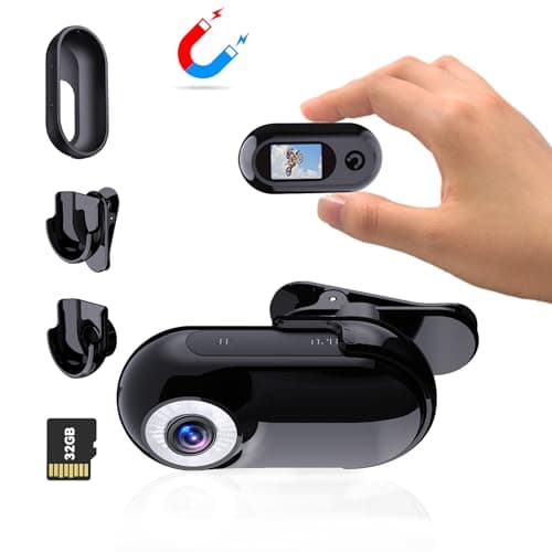Xilecam Mini Cámara Deportiva 1080P con Tarjeta de Memoria de 32GB, Cámara para Casco Accesorios Multifuncionales para Cámara de Bolsillo (Negro)