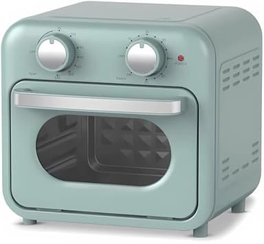 Empotec Freidora de aire Mini Vintage Horno Freidora Pequeña 230 grados Cocción Temporizador Green Verde 10 l Potencia 730-870W Voltaje 220-240V Puños multifunción