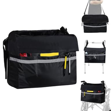 Bolsa para silla de Ruedas, Bolsa Oxford Impermeable para Silla de Ruedas Negra 59x 35x13cm,Bolsa para silla de Ruedas de Adulto para Sillas de ruedas eléctricas, Andadores