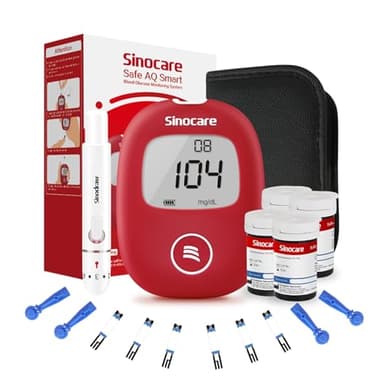 sinocare Medidor de Glucosa en Sangre, Glucometro, Kit Medidor Azucar Sangre con 100 x Tiras de Prueba de Glucosa - mg/dL (smart 100 kit)