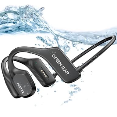 QYGCKJ Auriculares de conducción ósea para natación, auriculares abiertos impermeables IP68, auriculares deportivos Bluetooth inalámbricos con reproductor MP3 integrado memoria 16 G para correr,