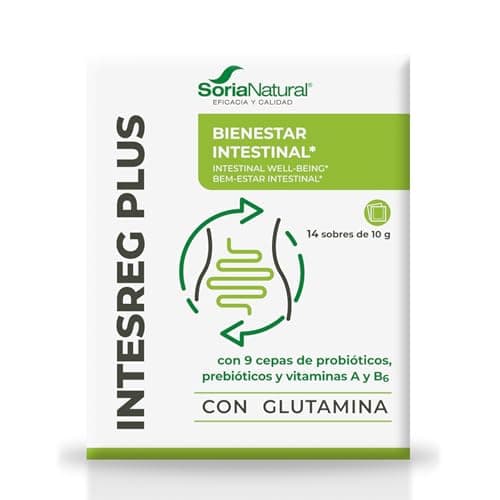 Soria Natural Intesreg Plus - Probióticos, Inulina, Vitamina B6, L-Glutamina - Mejora la Salud Digestiva, Ayuda a Regular el Tránsito Intestinal, Equilibrio digestivo, Sistema inmunitario - 14 sobres