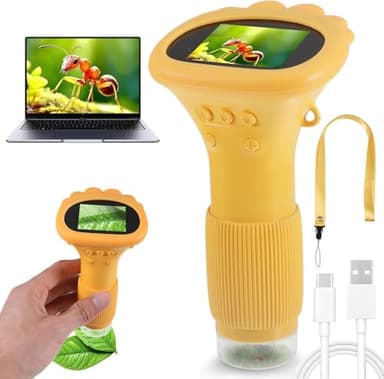Microscopio para Niños, 1000 Aumentos, Pantalla De 2,0 Pulgadas, Microscopio Digital Portátil, 2 Megapíxeles, Admite Transferencia Y Uso Compartido En Tiempo Real con Pc, Mini Microscopio para Niños
