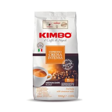 Granos de Café Enteros Kimbo Crema Intensa, Tueste Medio, Bolsa 1kg