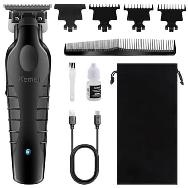 KEMEI 2299 Cortapelos profesional para hombres,cortadora de peluquería,máquina de corte de pelo inalámbrica eléctrica,cortadora de pelo recargable con hoja en T para familia y barberos,Negro