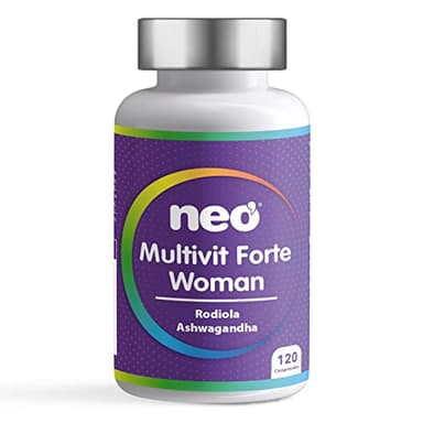 NEO - Multivitamínico - 120 Comprimidos - Para 2 Meses - Rodiola, Ashwagandha, Vitaminas y Minerales - Ayuda para la Relajación - Multivit Forte Woman